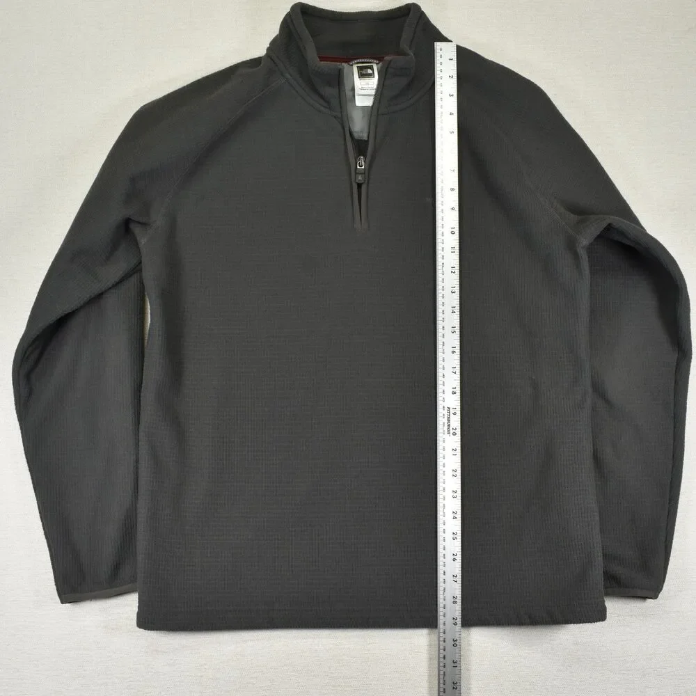 North Face 1/4 Zip Mens Large Gray Thermal Waffle Knit Layer Pullover Shirt